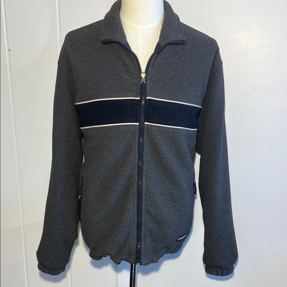 Abercrombie REVERSIBLE Navy Nylon & Grey Fleece Warm Jacket Men's Size Large - Picture 3 of 16